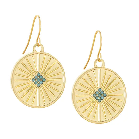 Etched Drop Earring - Turquoise