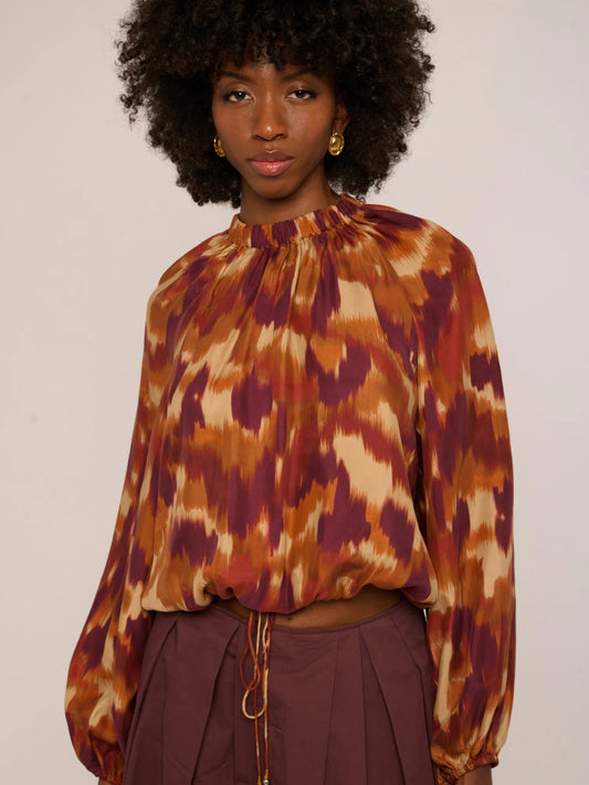 Tate Top in  Amber Brush Print