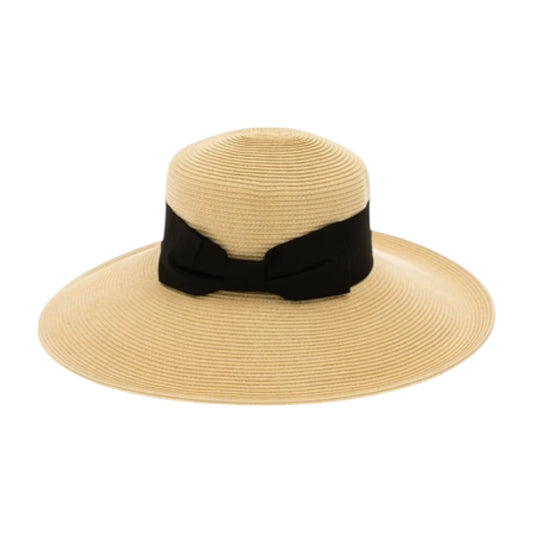 Down Brim Straw Hat with Wide Bow