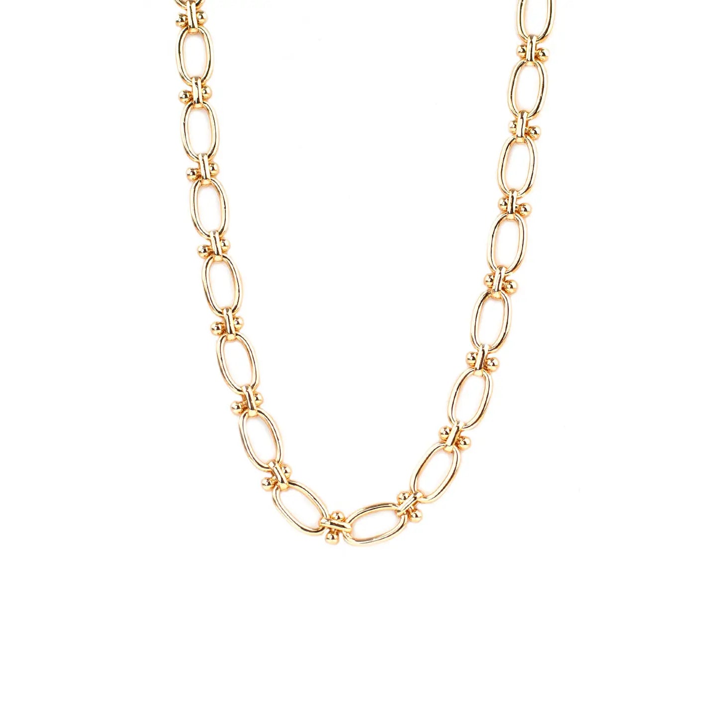 Oval and Lamp Chain Necklace
