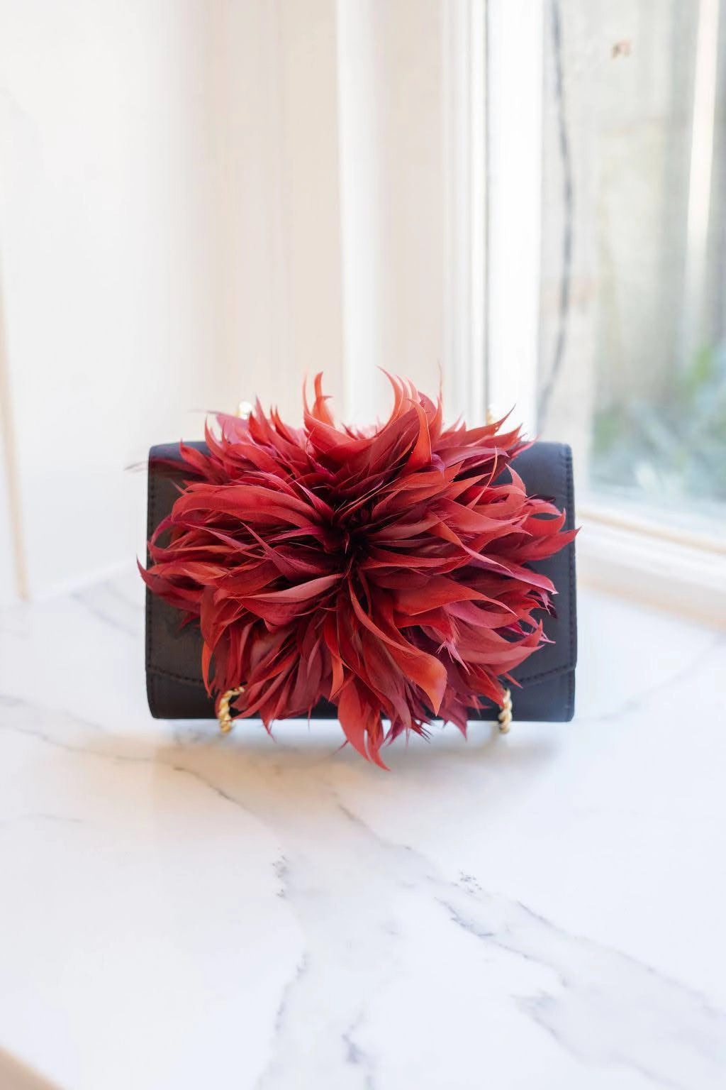 Black Scallop Ruby - Feather Clutch