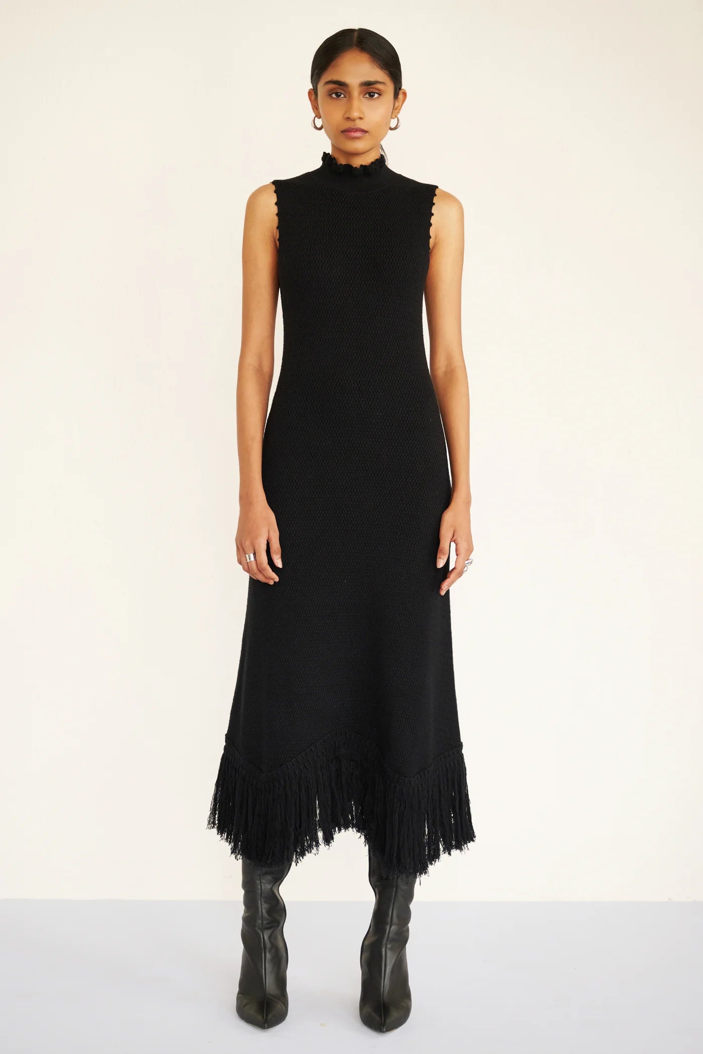 AMELIA FRINGE DRESS - BLACK