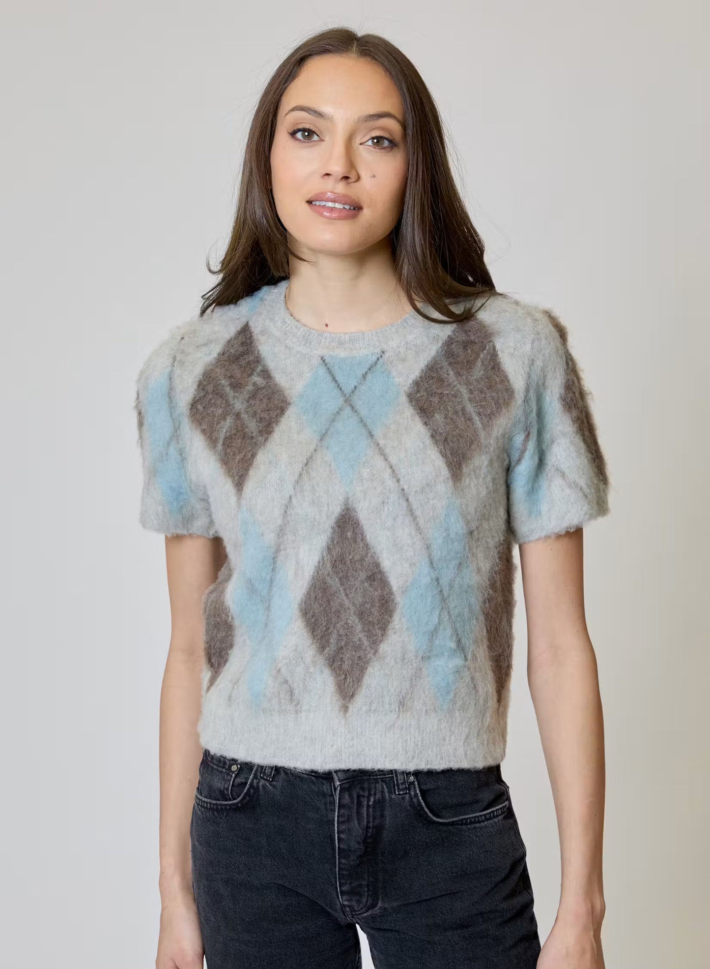 BRUSHED ARGYLE SWEATER