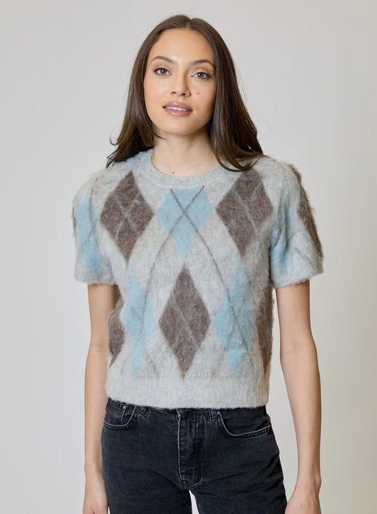BRUSHED ARGYLE SWEATER