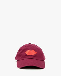 Baseball Hat in Oxblood w/ Lips