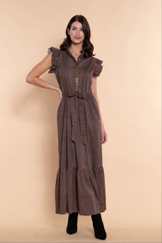 TAYLOR DRESS IN ESPRESSO CHEETAH