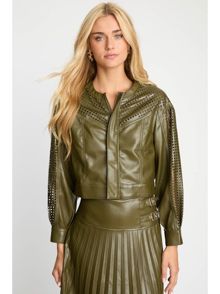 Sabrina Jacket in Loden Green Vegan Leather