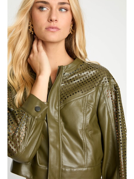 Sabrina Jacket in Loden Green Vegan Leather