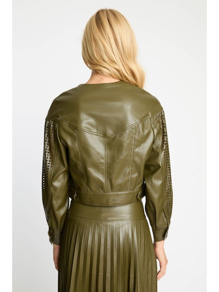 Sabrina Jacket in Loden Green Vegan Leather