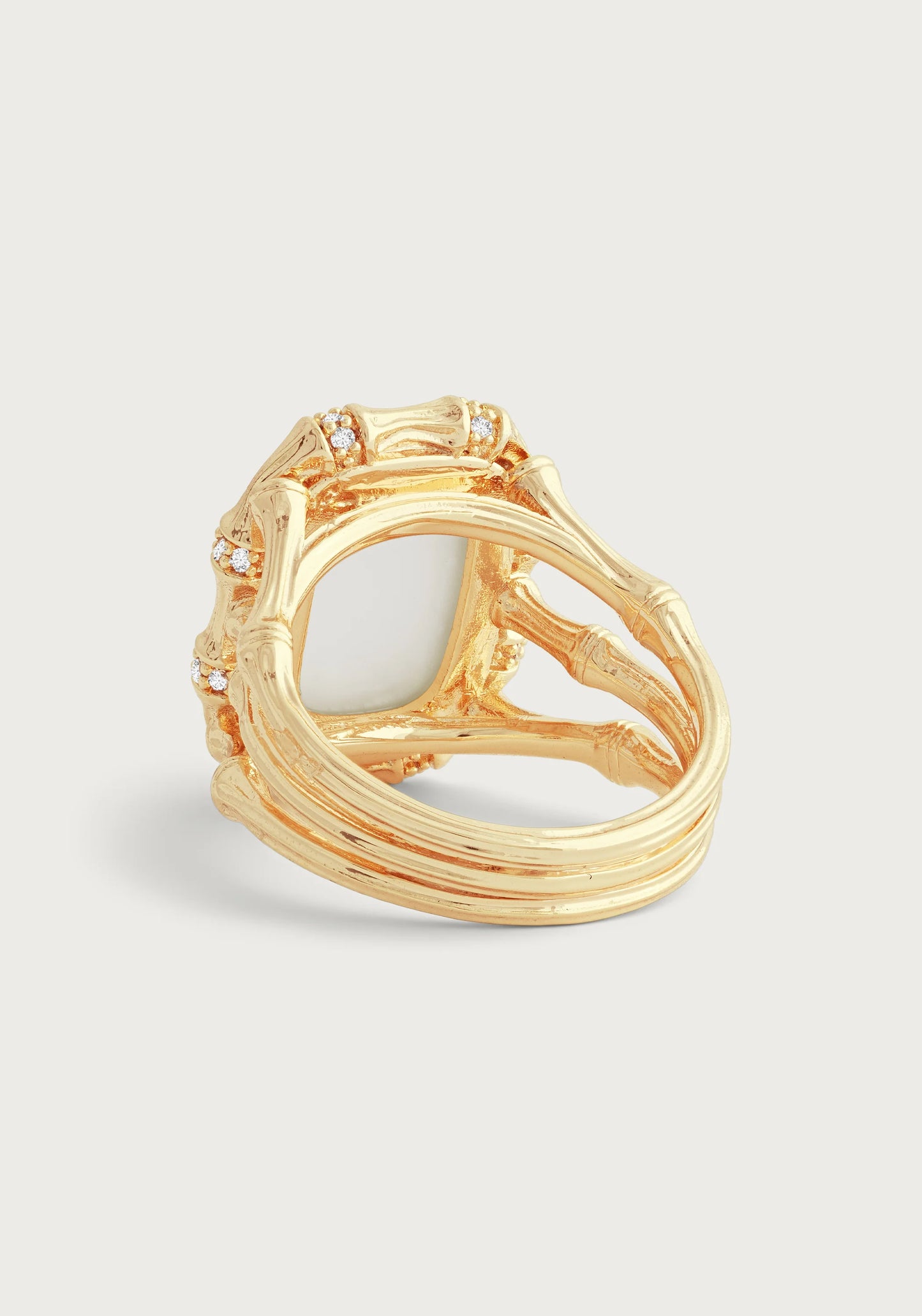 Bamboo With Stone Ring - Mother Of Pearl - size 7