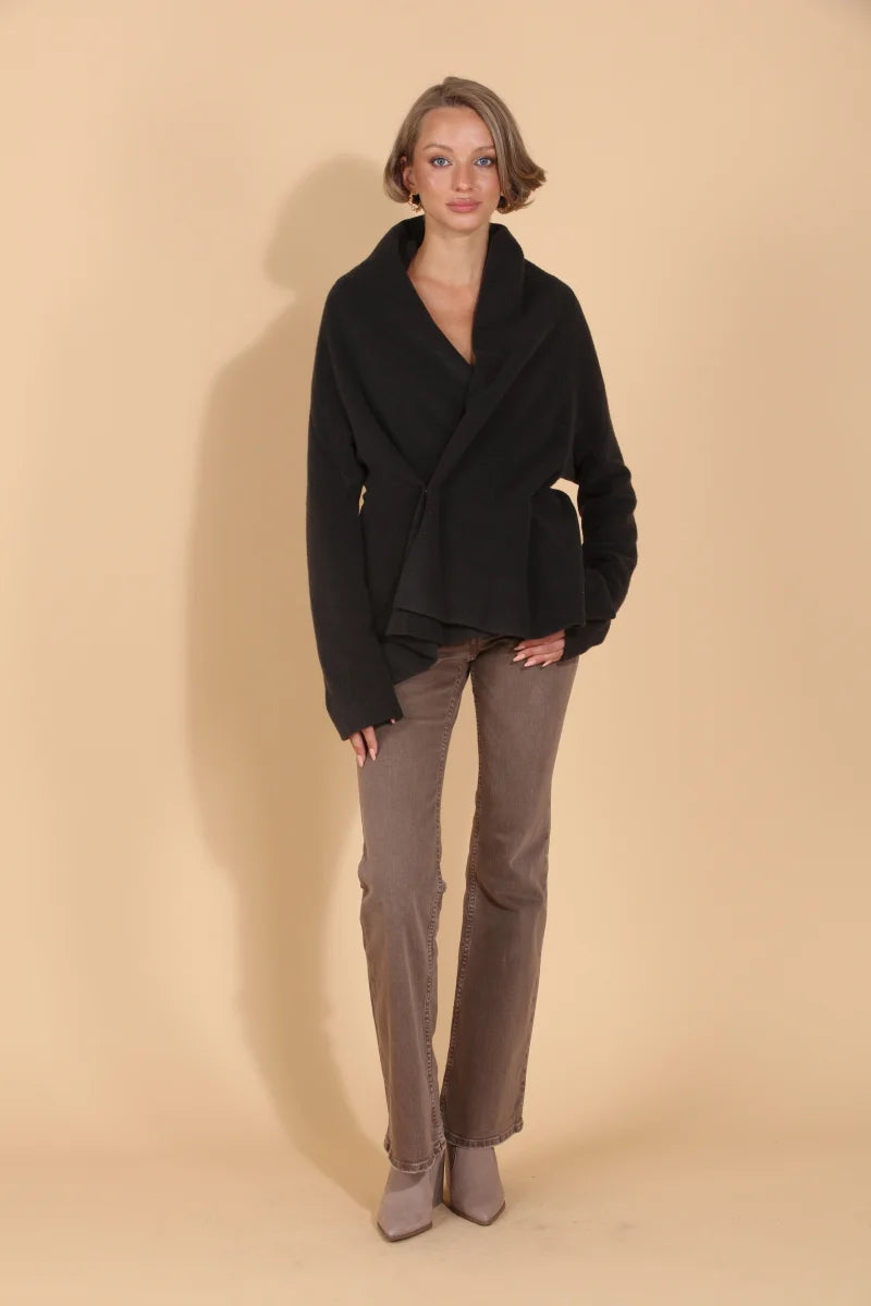 Knit Jacket with Asymmetrical Closure