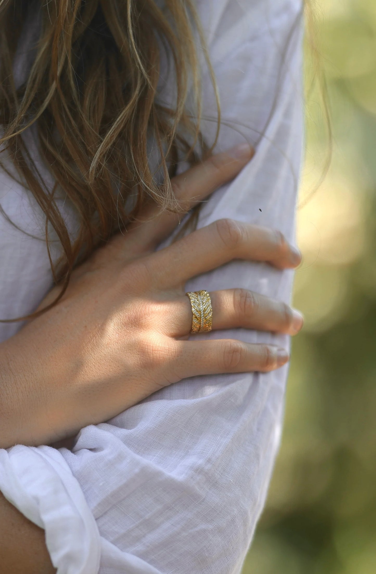 Feather Pave Ring - size 7