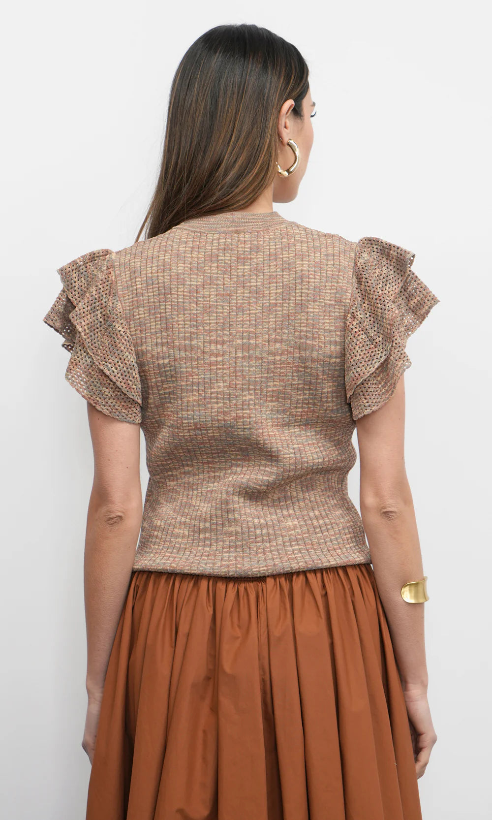 Rowe Crewneck Flutter Sleeve Knit Top