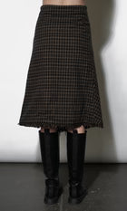 Brighton Asymmetric Plaid Fringe Skirt Midi Skirt