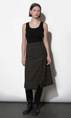 Brighton Asymmetric Plaid Fringe Skirt Midi Skirt