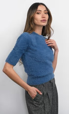 Odette Fuzzy Elbow Sleeve Knit Top