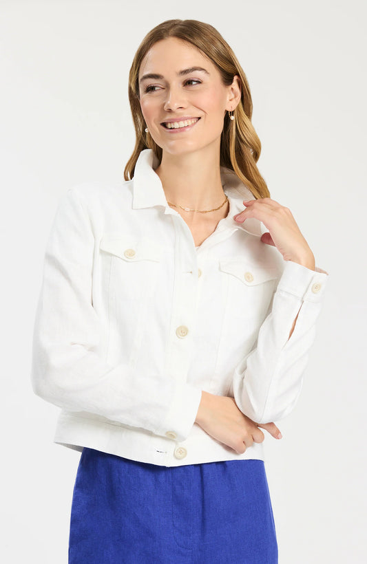 Corey Linen Jean Jacket - White