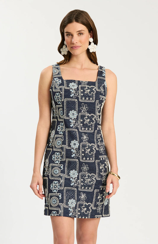 Pamela Embroidered Denim Dress