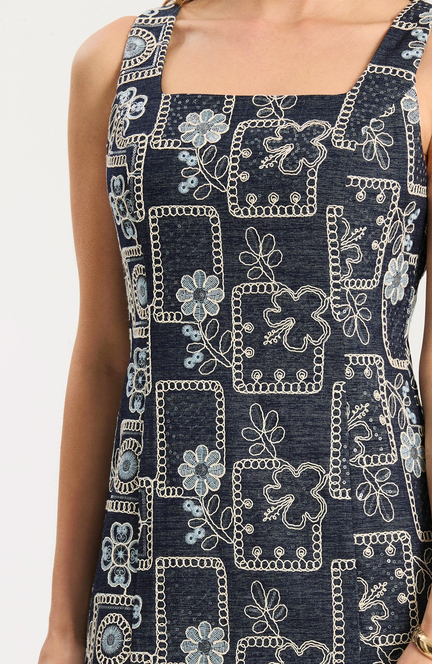 Pamela Embroidered Denim Dress