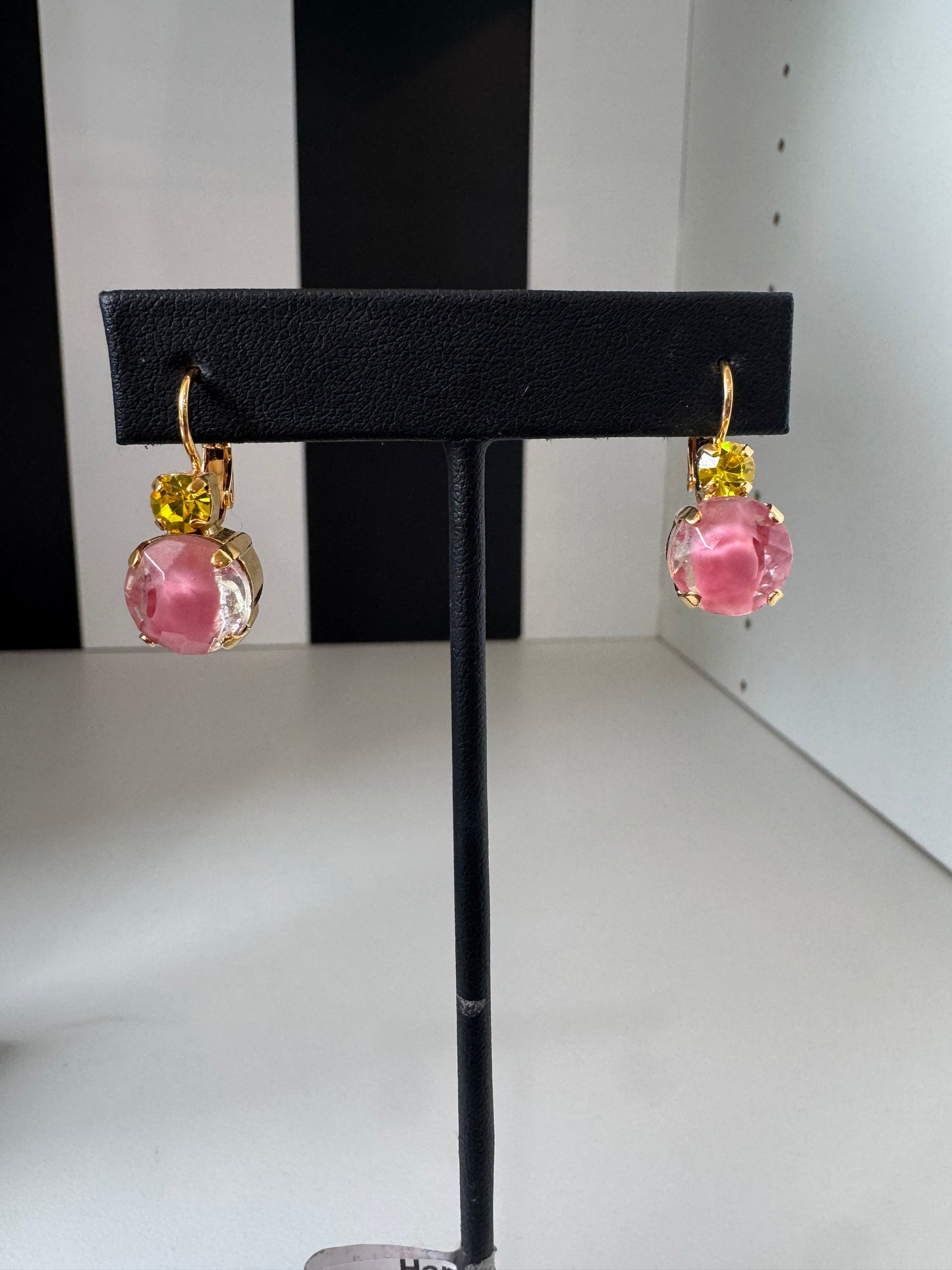 Large Double Stone Leverback Earrings in "Giver Rose"