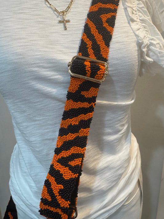 Tiger Stripe Bag Strap - Orange/black