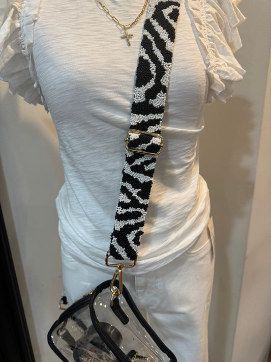 Tiger Stripe Bag Strap - White/Black
