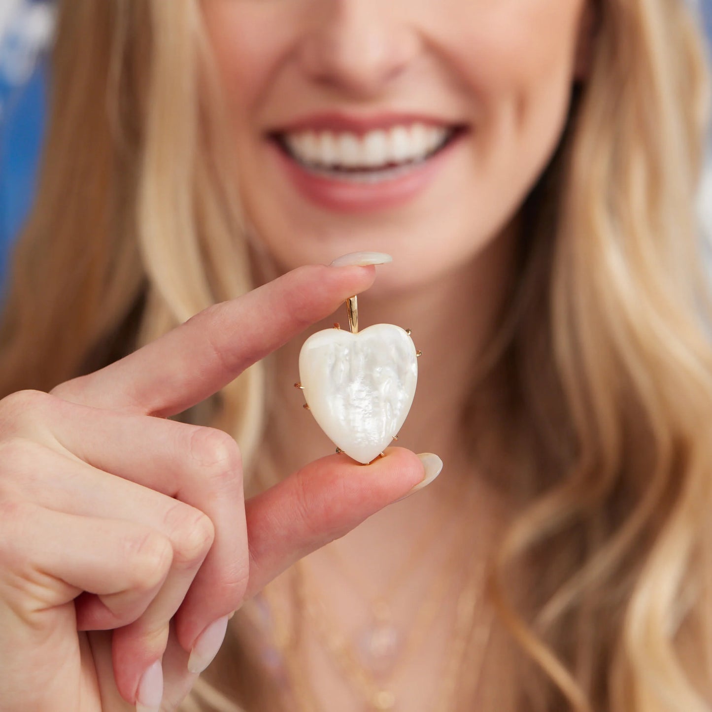 Jane Winn CARRY YOUR HEART Necklace in Mother of Pearl