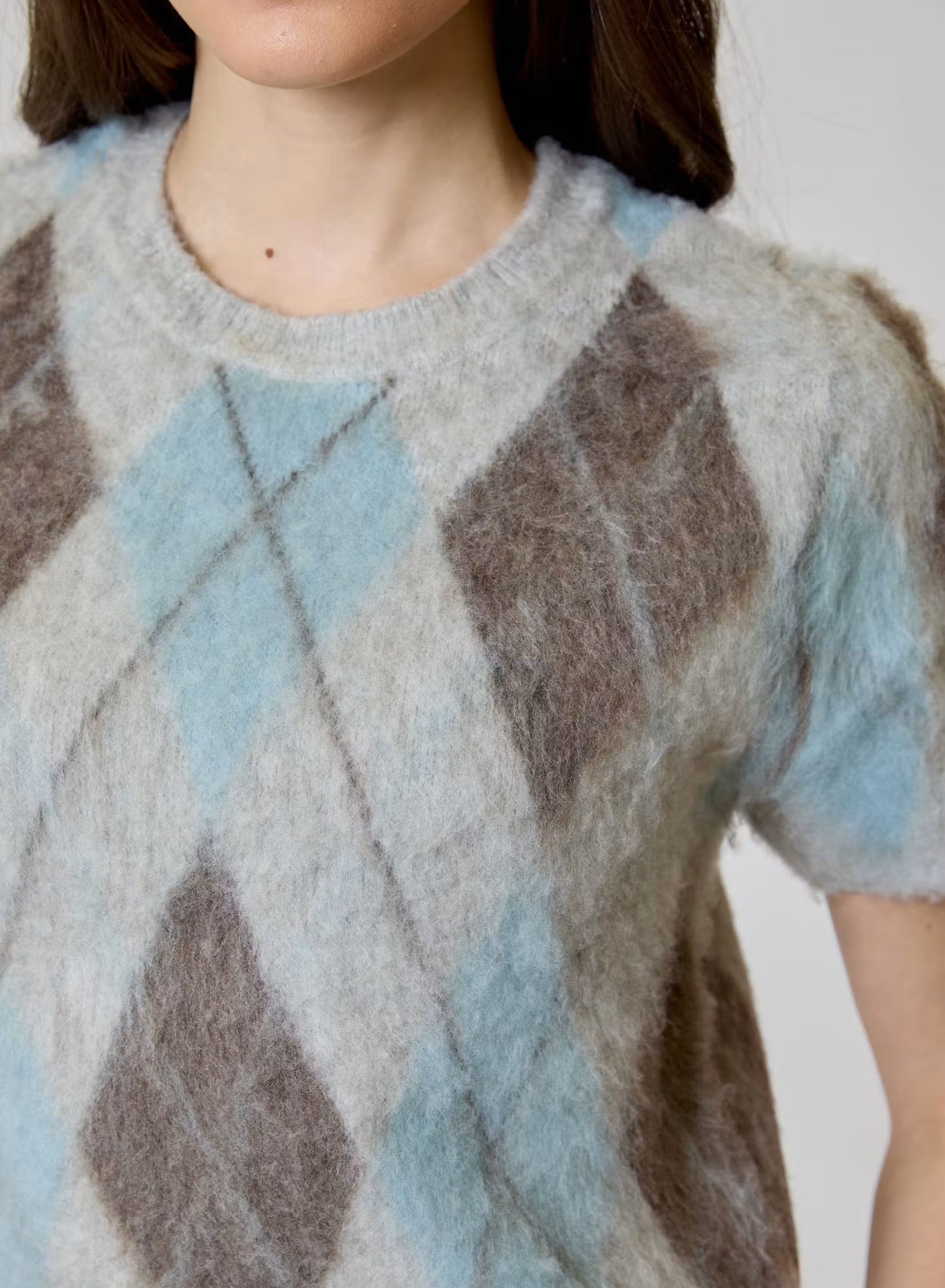 BRUSHED ARGYLE SWEATER