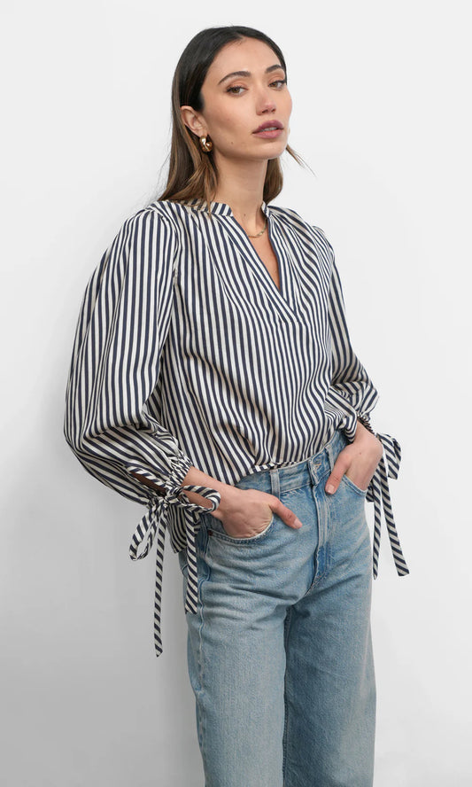 Miui Puff Sleeve Stripe Shirt