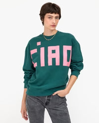 Oversized Sweatshirt in Deep Pine w/ Petal Grand Block Ciao