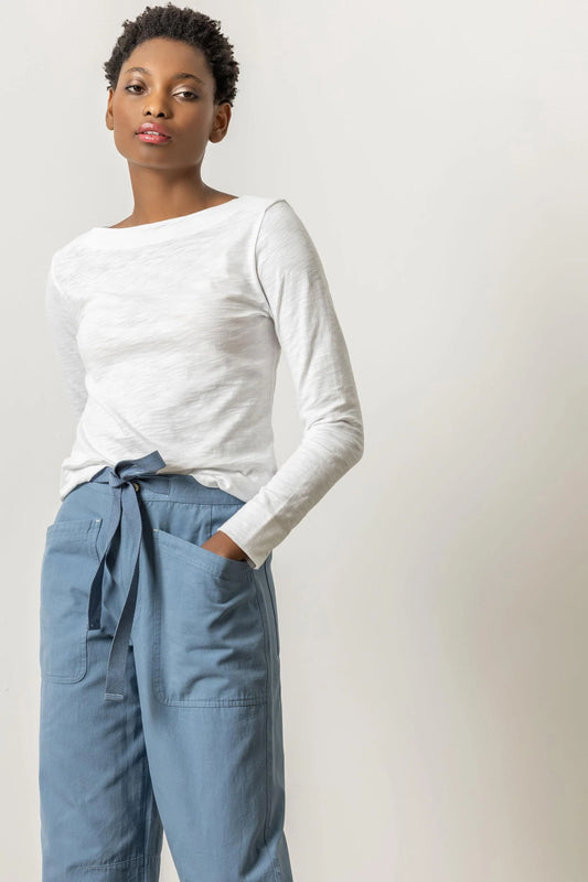 Long Sleeve Seamed Boatneck