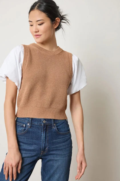 Lilla P Mixed Media Pullover Sweater - Acorn