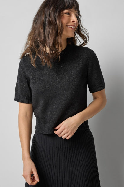 Short Sleeve Sparkle Sweater in Black