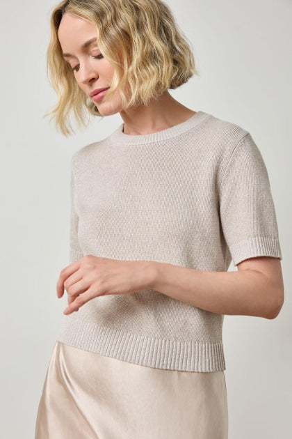 Short Sleeve Sparkle Sweater in Mist Sparkle