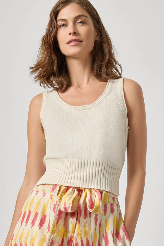 CROPPED SCOOP TANK SWEATER - Ivory