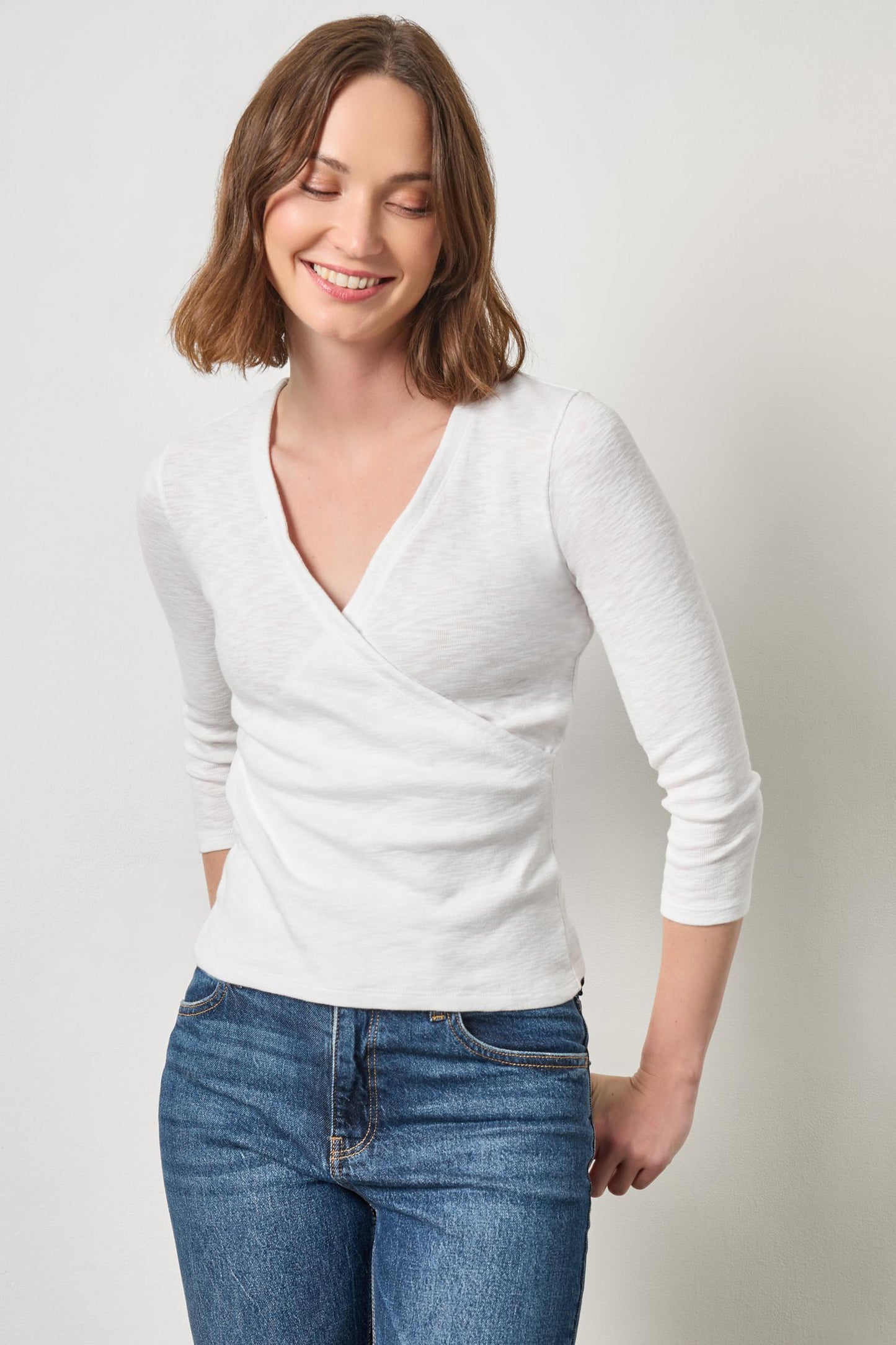 Ribbed Slub 3/4 Sleeve