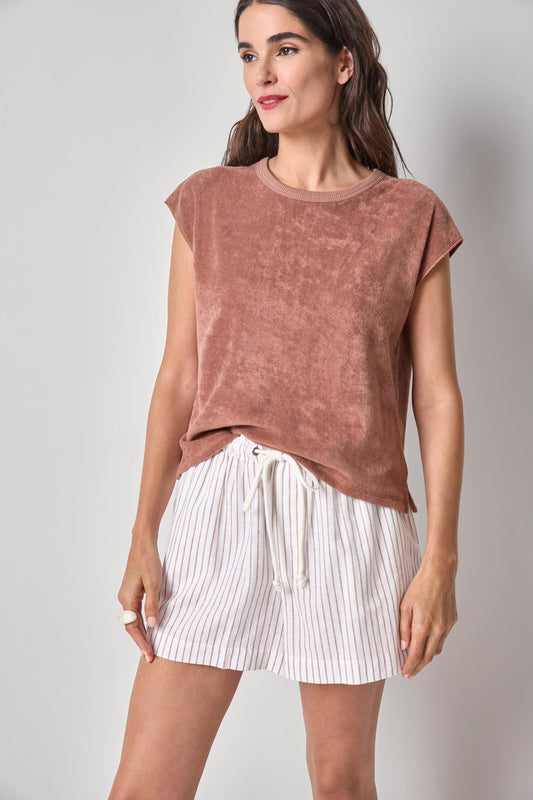 Terry Boxy Sleeveless Top - Bark