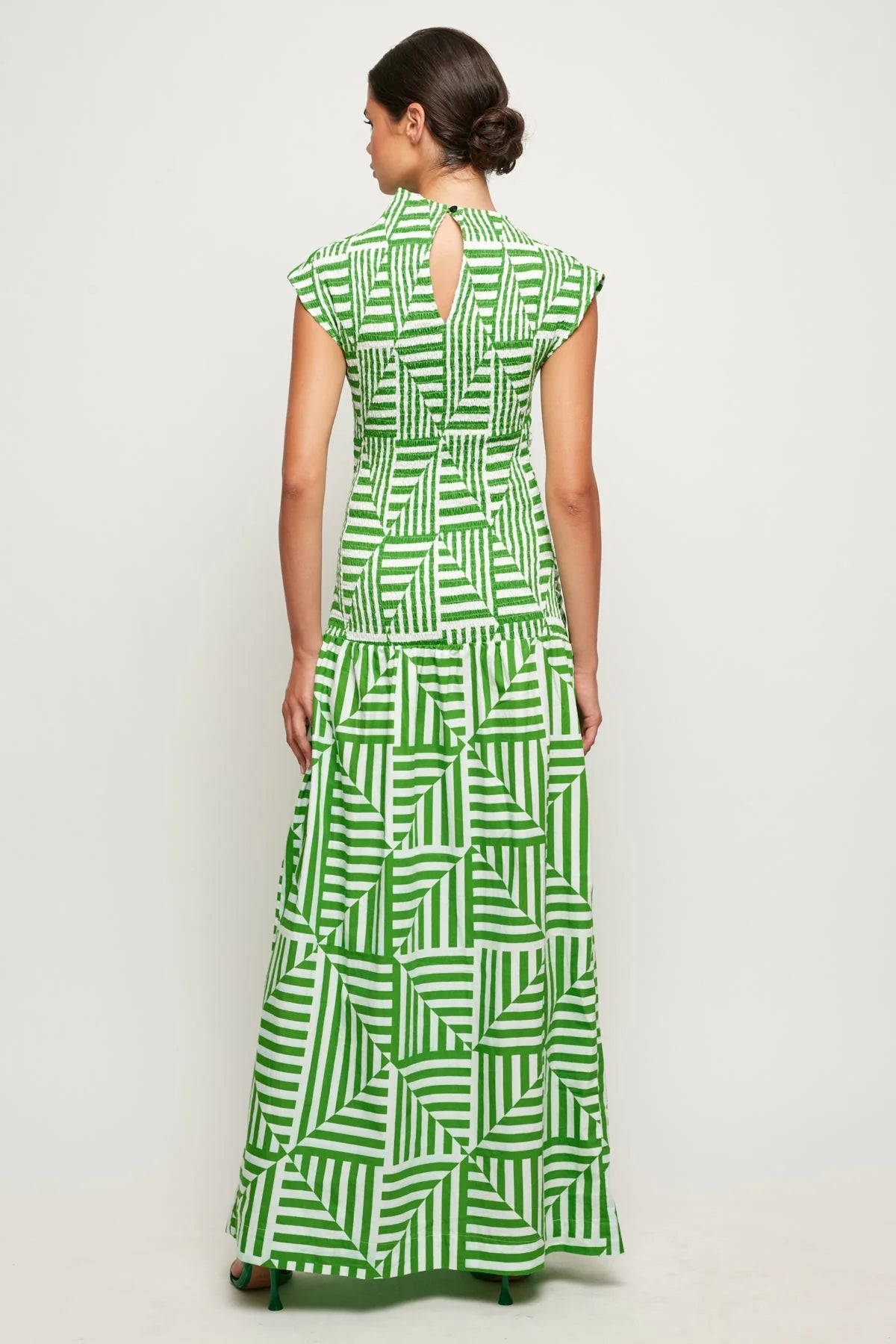 High Neck Cap  Sleeve Maxi