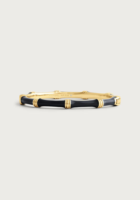 Bamboo Enameled Hinged Bangle