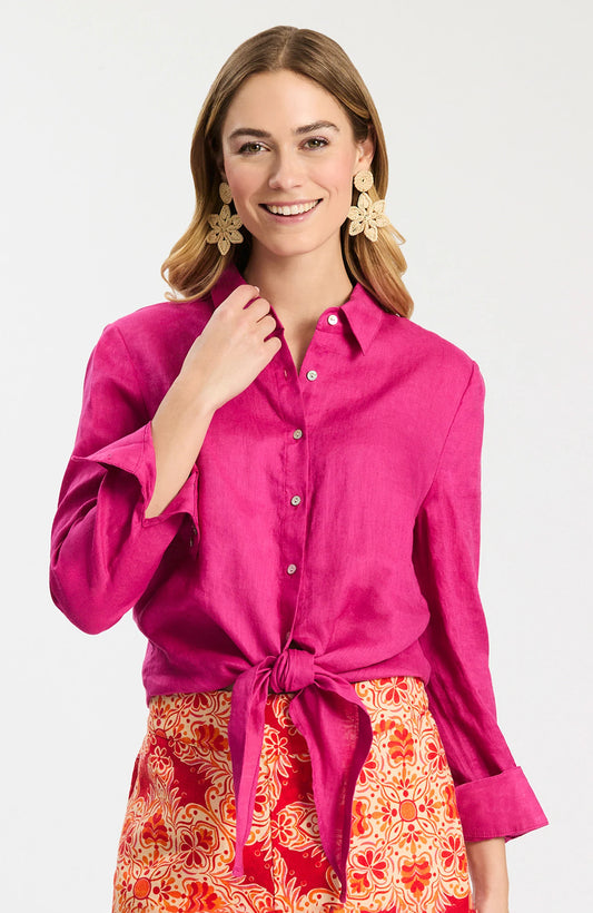 Amara Linen Shirt - Rose Violet