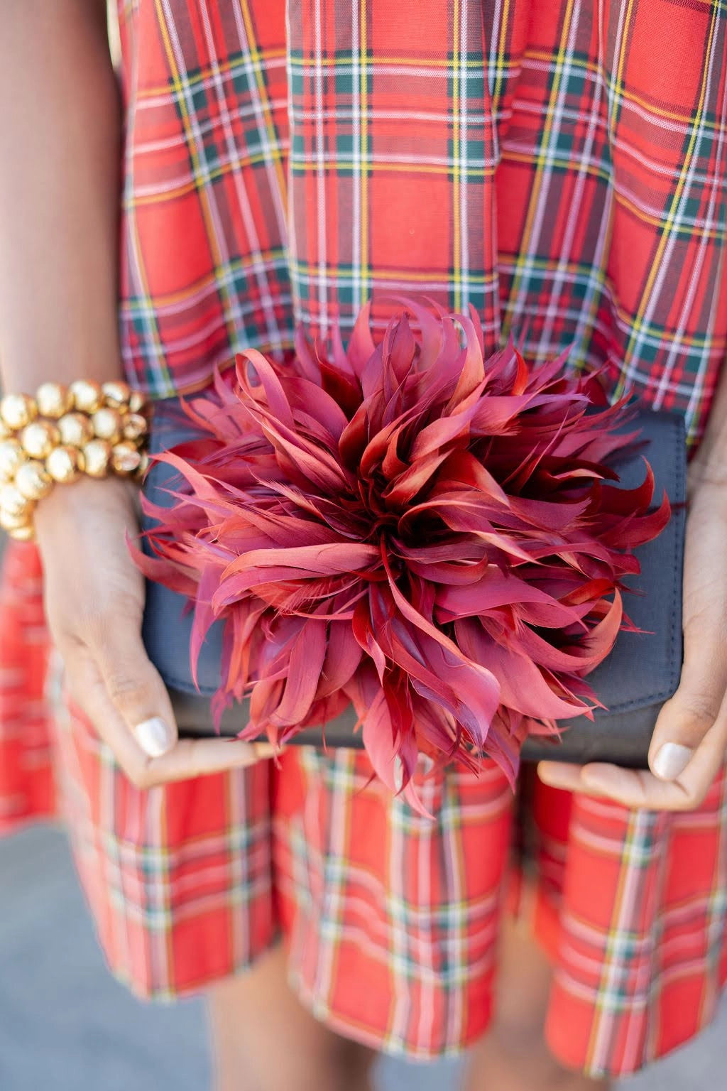 Black Scallop Ruby - Feather Clutch