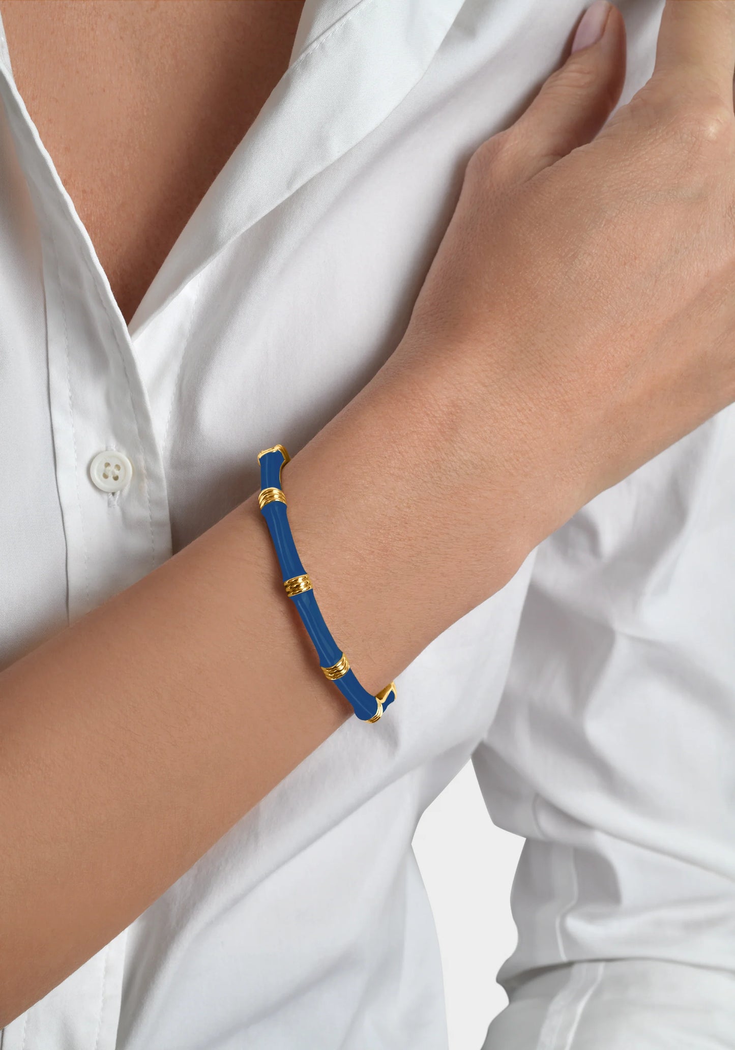 Bamboo Enameled Hinged Bangle