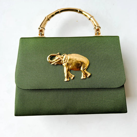 Green Faille Lulu with Gold Handle Handbag