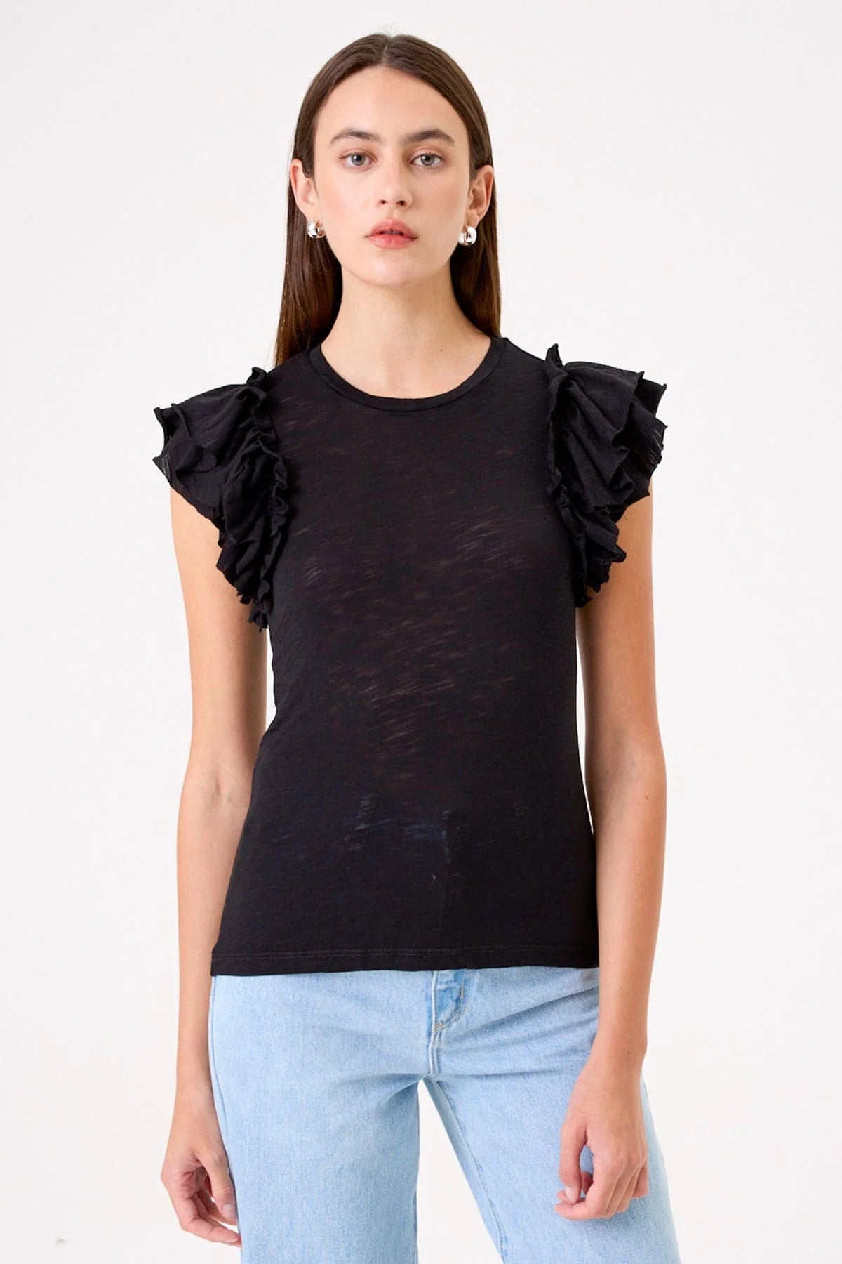 Double Shell Ruffles DOUBLE RUFFLE SHELL – HONEY on Miami