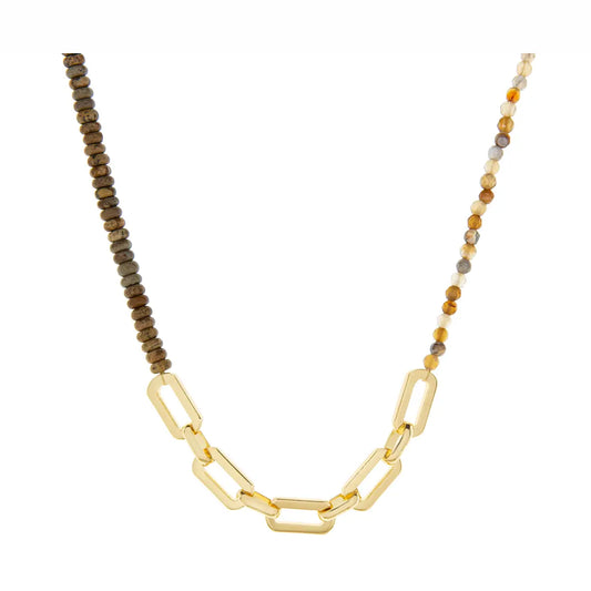 Natural Stone and Link Chain Necklace