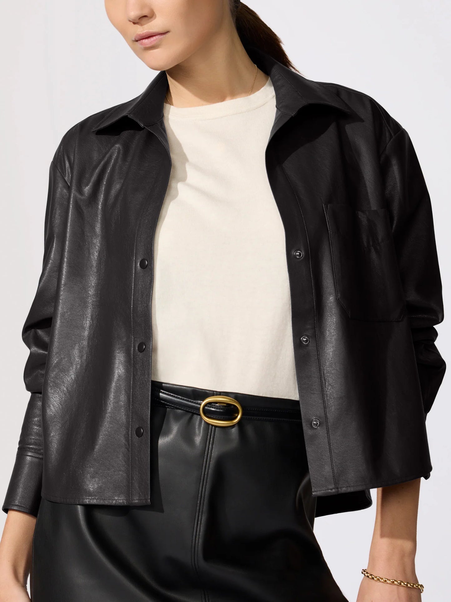 Everyday Cropped Vegan Leather Top