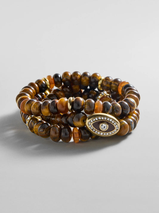 Energy Aligned Evil Eye Bracelet Set - Tigers Eye