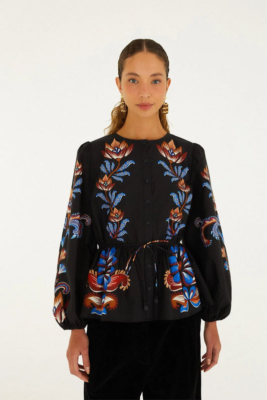 Energy Floral Black Blouse