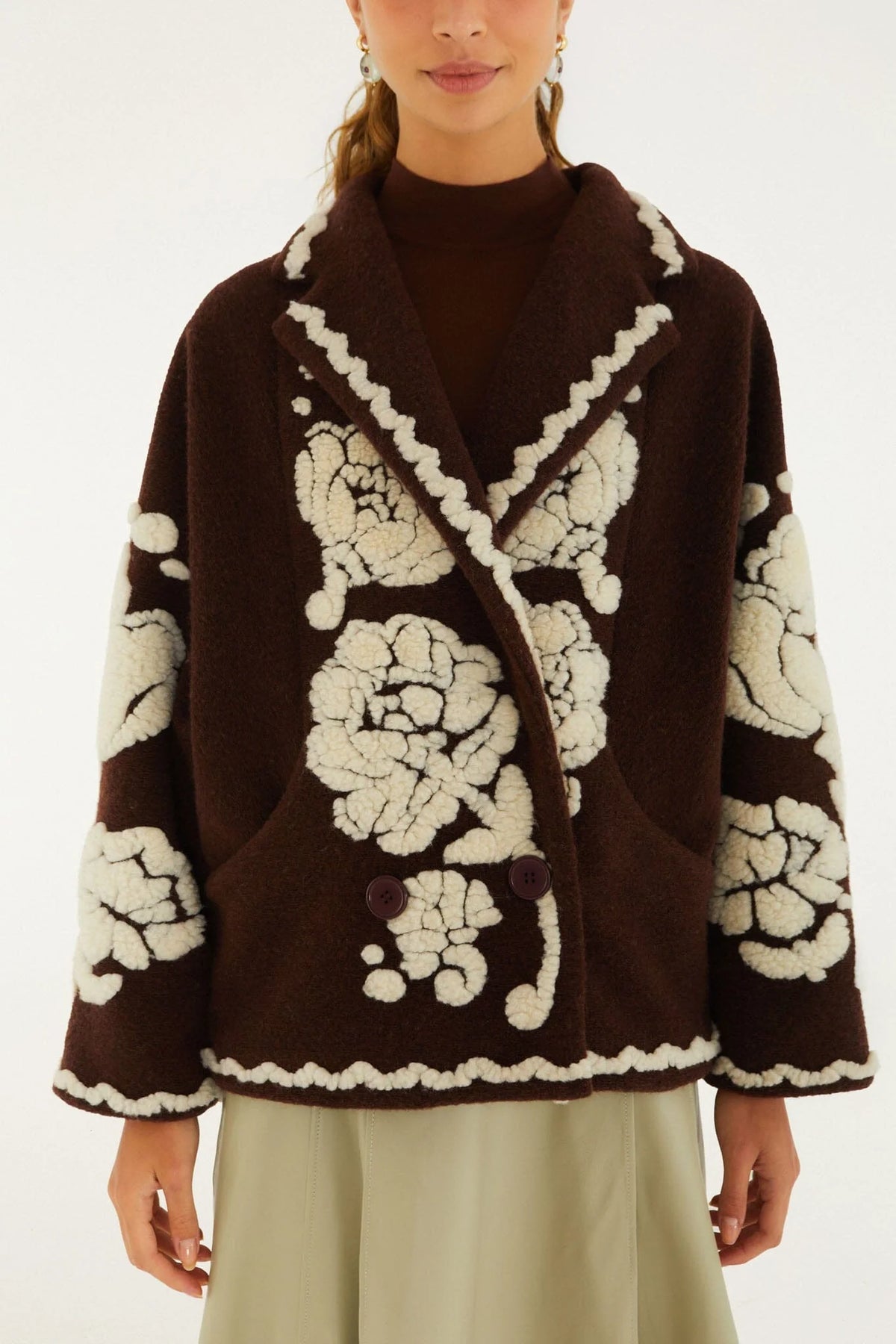 Flowers Brown Coat
