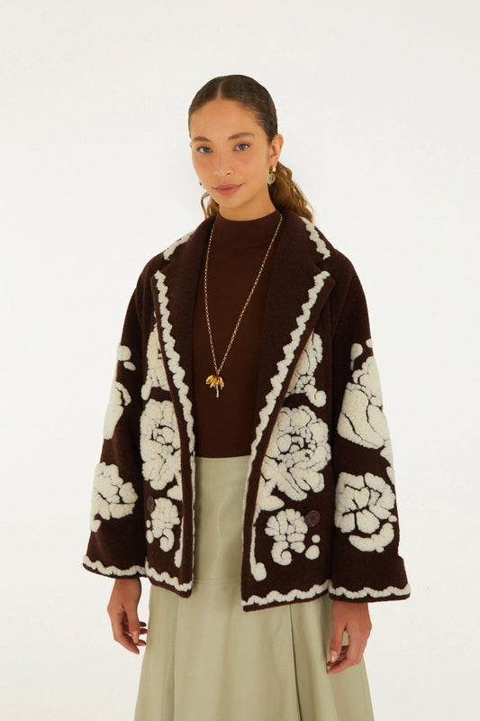 Flowers Brown Coat